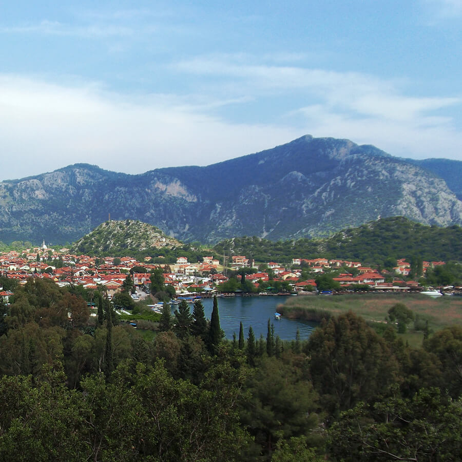 view of dalyan from lycian tombs sq 900